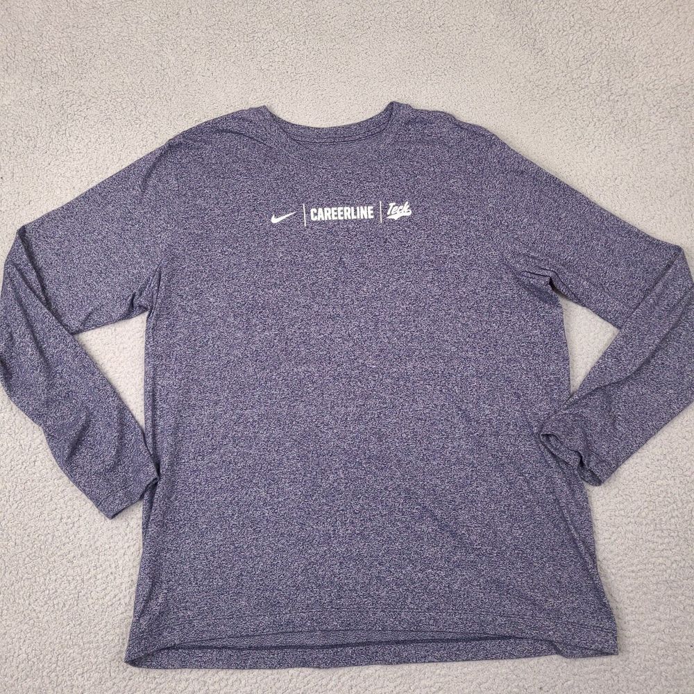 Nike T-Shirt Mens‎ XL Blue Long Sleeve Heathered CareerLine Tech The Nike Tee